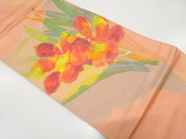 花模様織り出し　名古屋帯